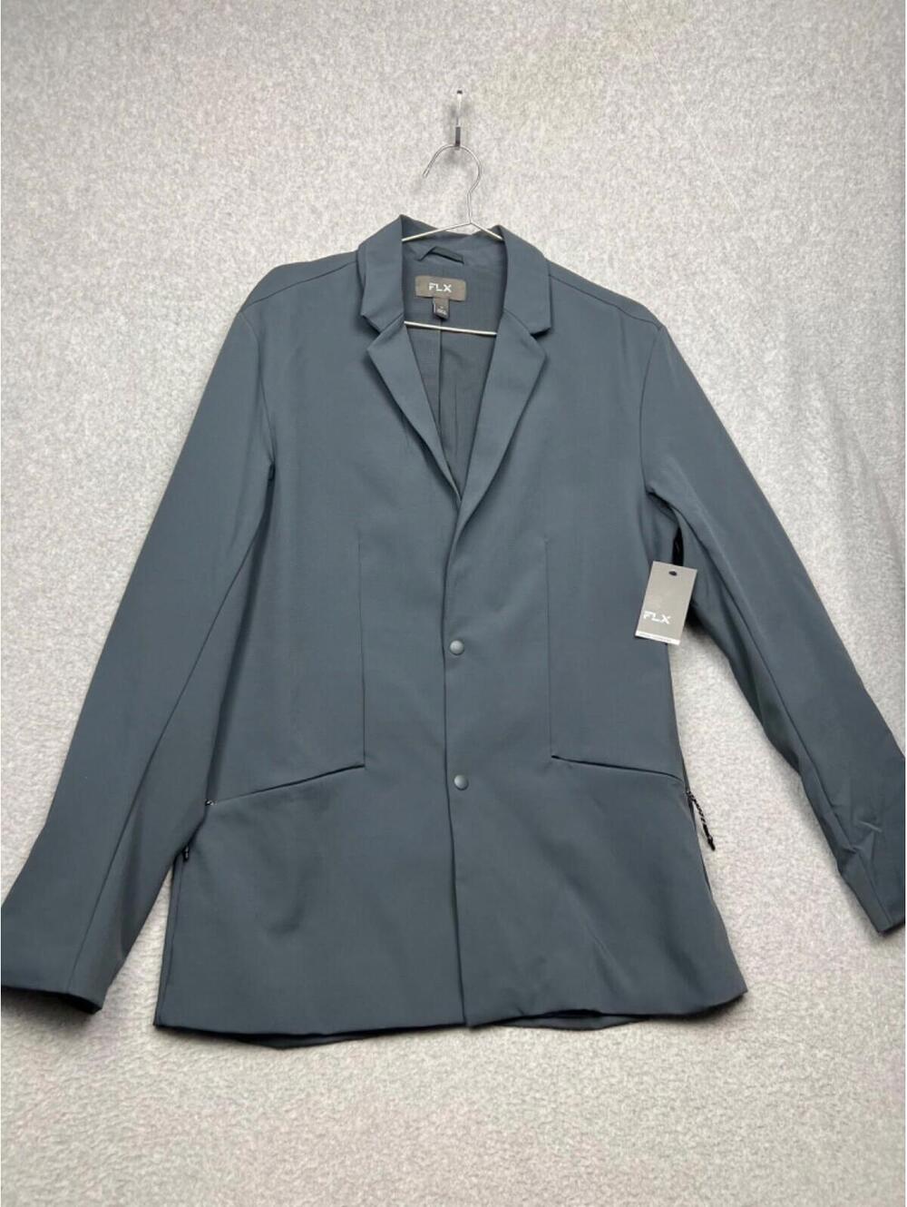 FLX Sport Nylon Stretch Blazer Mens SZ L Gray Stretch Travel Casual Lightweight